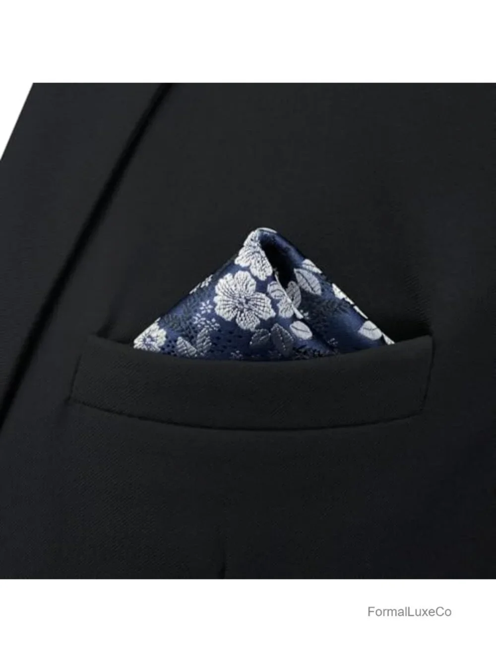 Men's Jacquard Woven Microfiber Pocket Square Floral Pattern for Wedding